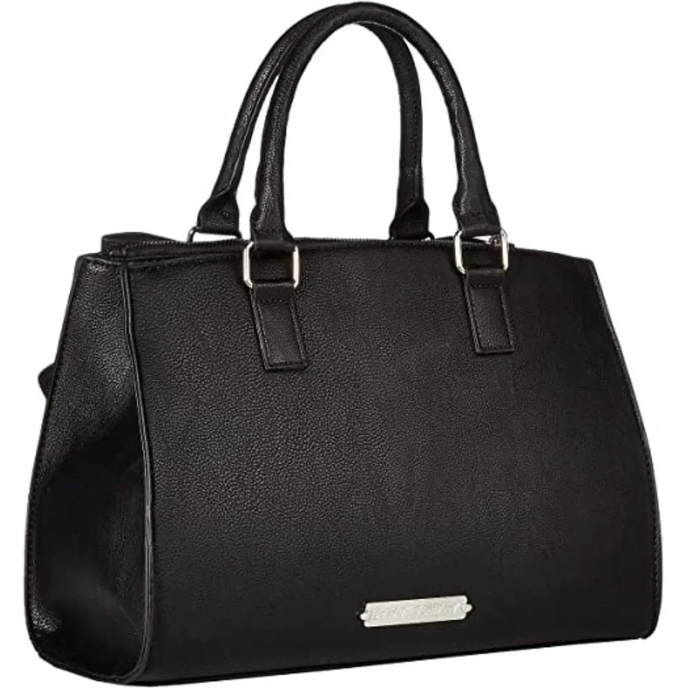 Betsey Johnson Studded Bow Satchel Bag Black Bow Studs + Keychain BB18265 NEW - Picture 3 of 14